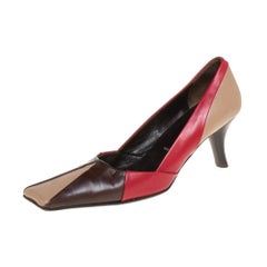 Prada Tricolor Leather Square Toe Pumps Size 36.5