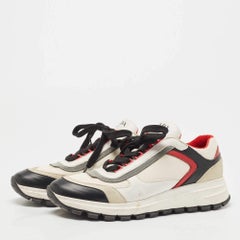 Prada Tricolor Mesh and Leather Low Top Sneakers Size 38
