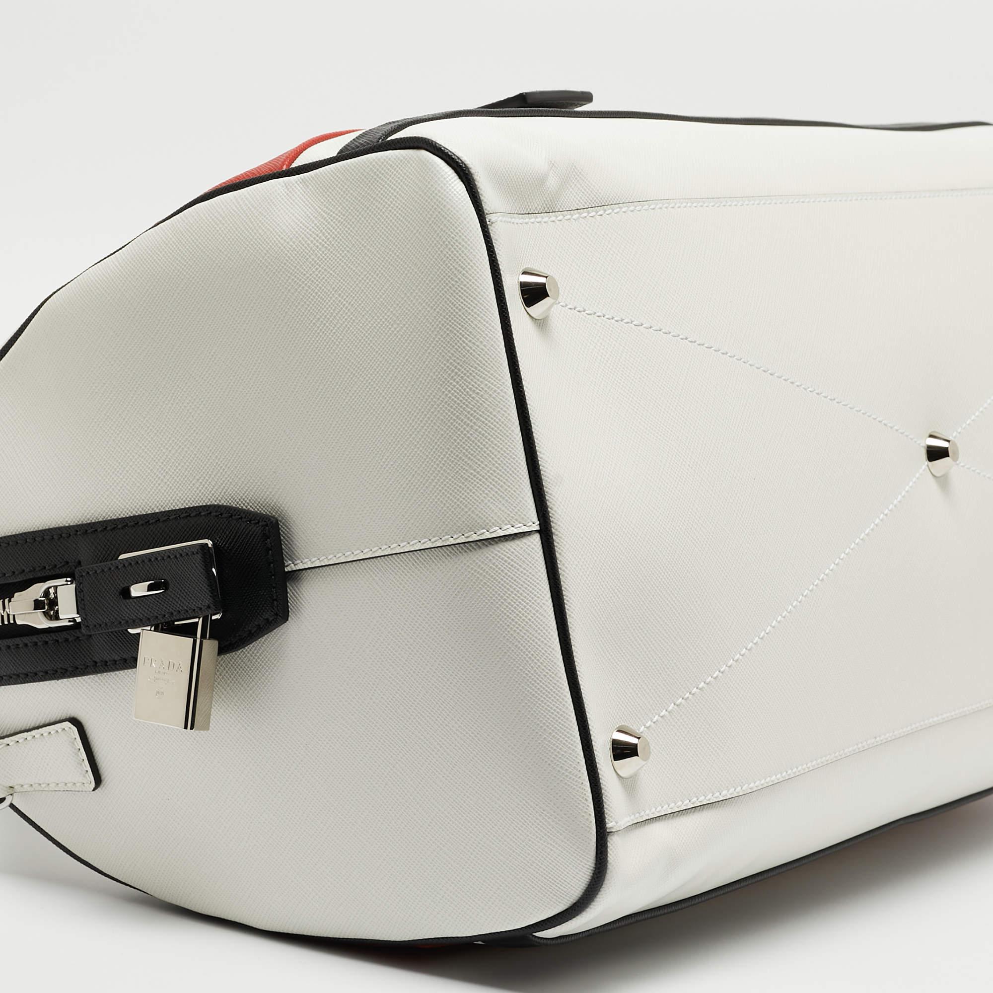 Prada Tricolor Saffiano Leather Travel Bag For Sale 6