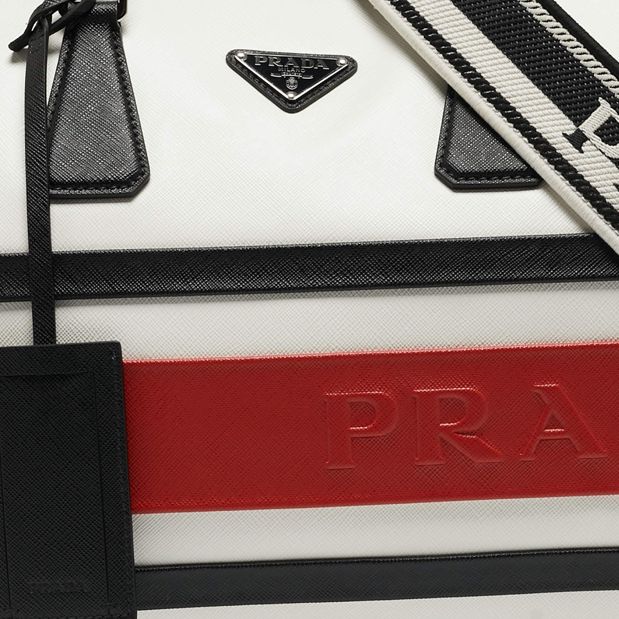 Prada Tricolor Saffiano Leather Travel Bag For Sale 3