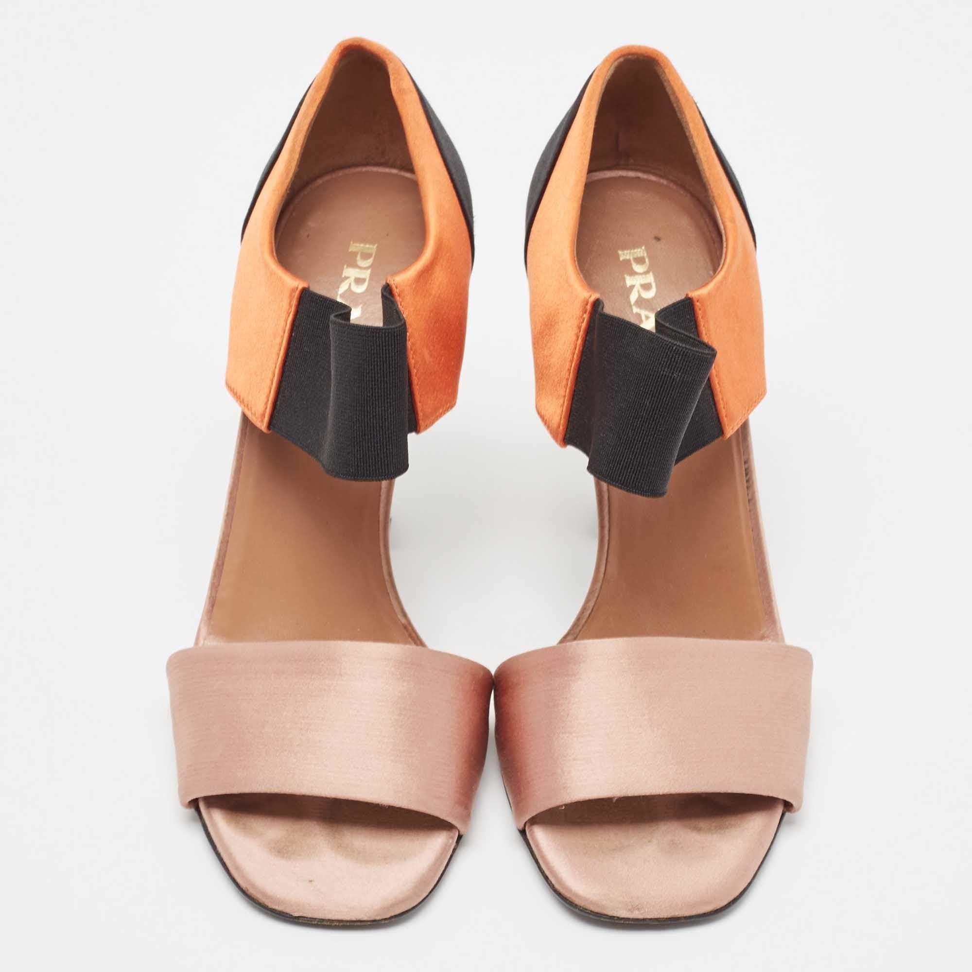 Women's Prada Tricolor Satin Ankle Wrap Sandals Size 36 For Sale