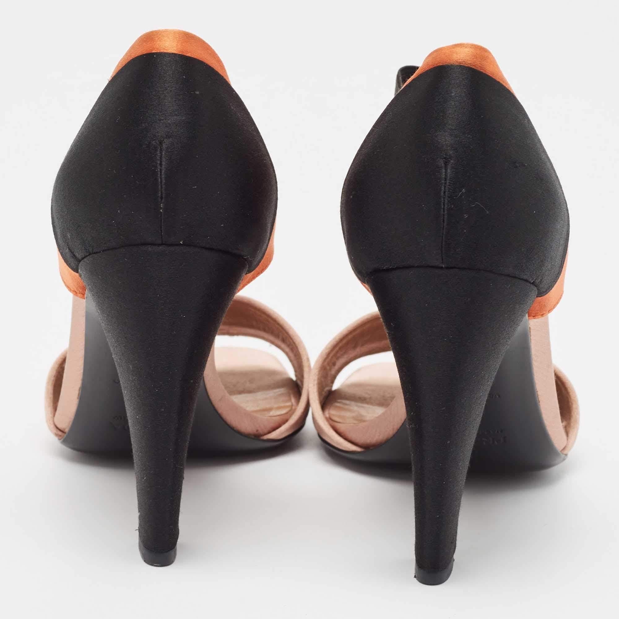 Prada Tricolor Satin Ankle Wrap Sandals Size 36 For Sale 4