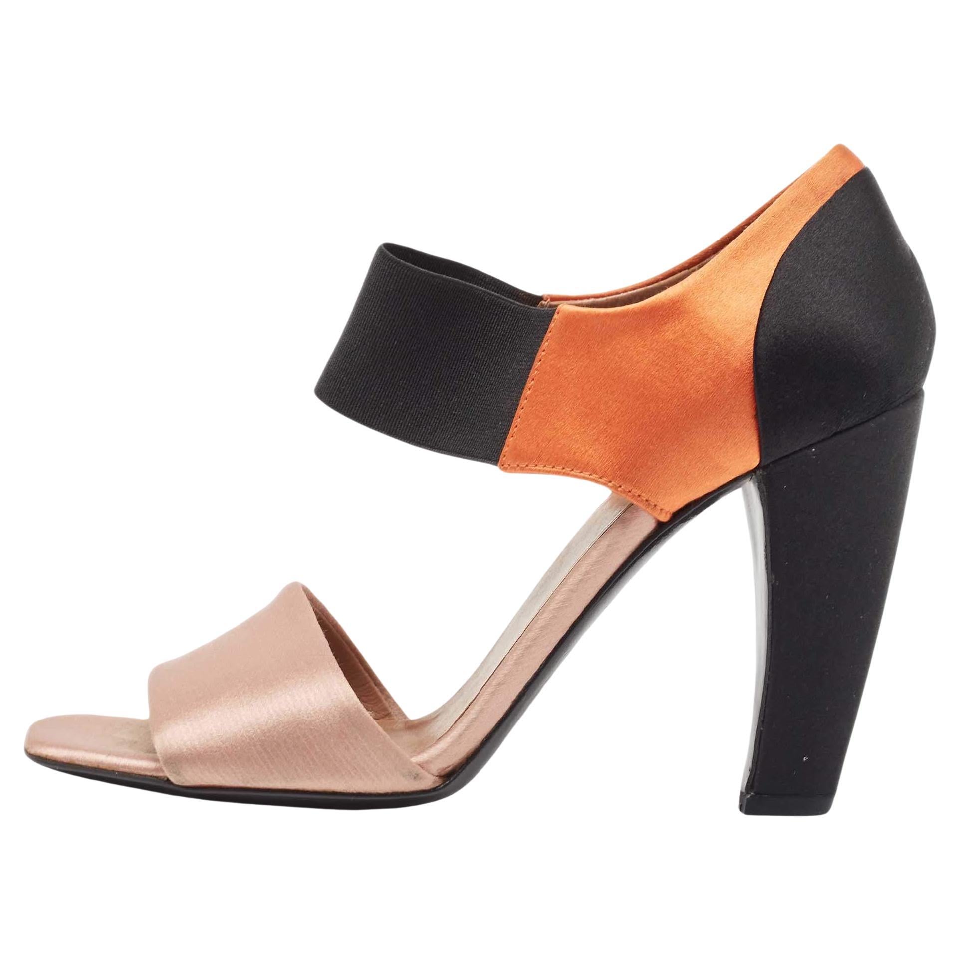 Prada Tricolor Satin Ankle Wrap Sandals Size 36 For Sale