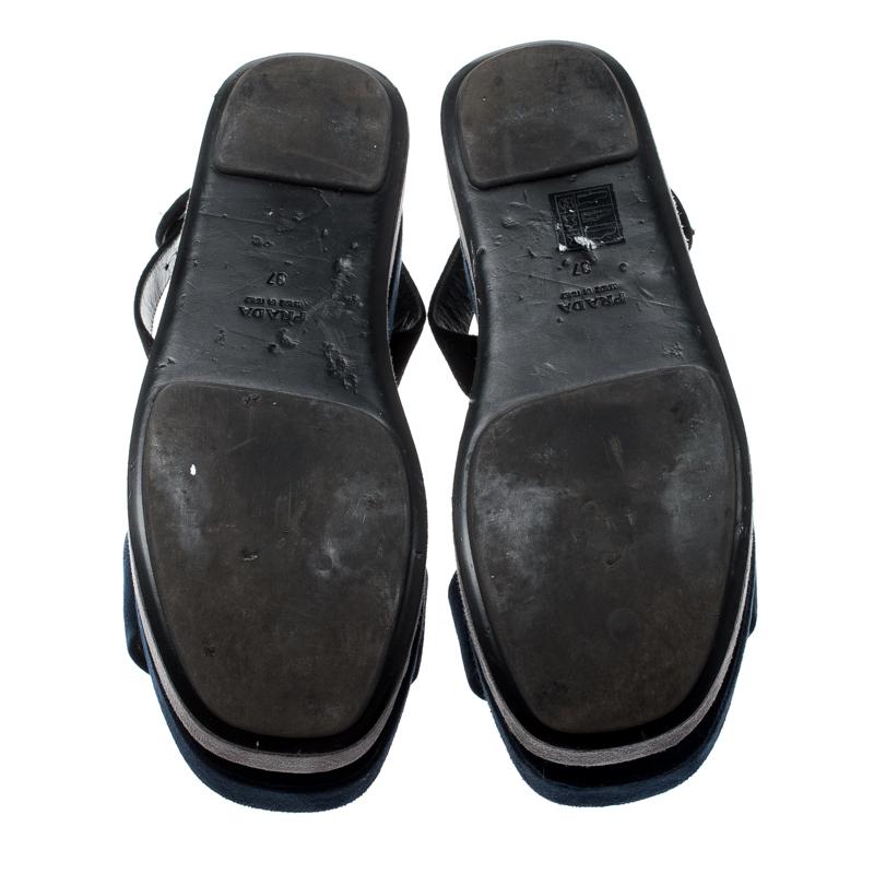 Black Prada TriColor Suede Merlot And Poppy Dual Platform Ankle Strap Sandals Size 37