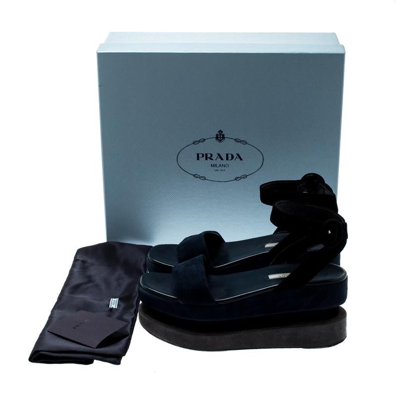 Prada TriColor Suede Merlot And Poppy Dual Platform Ankle Strap Sandals Size 37 3