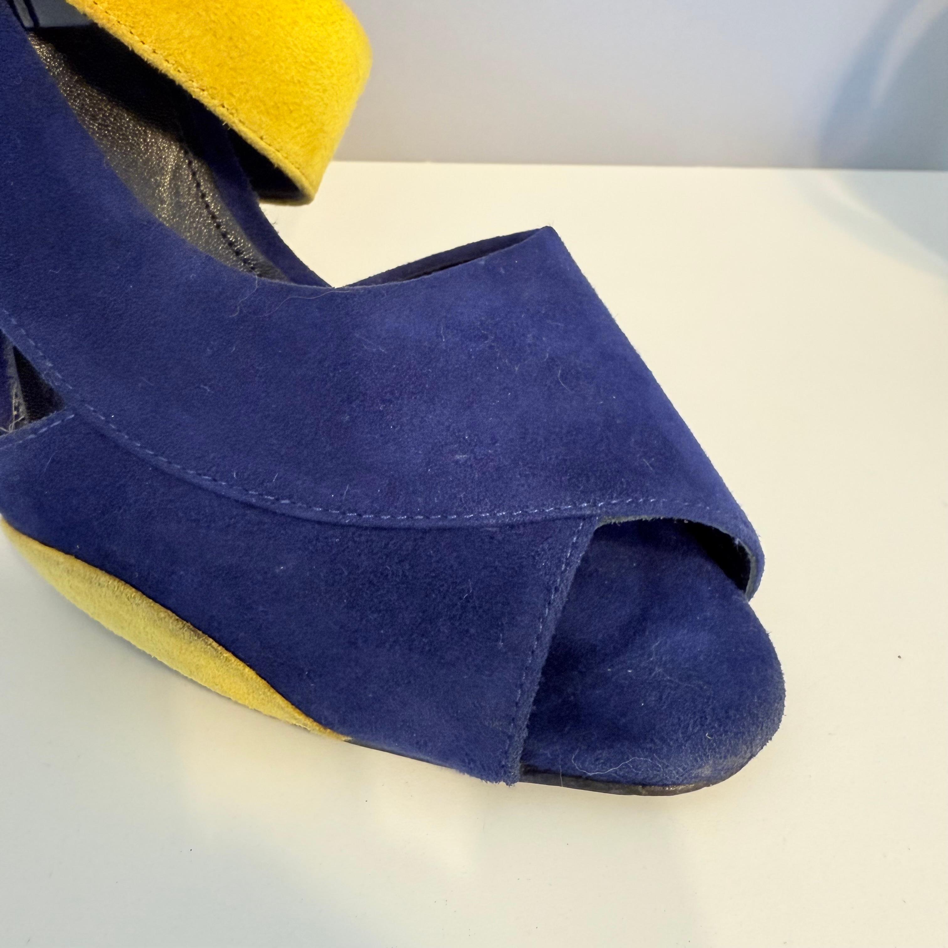 Violet Prada Sandales en daim tricolore IT 38.5 en vente