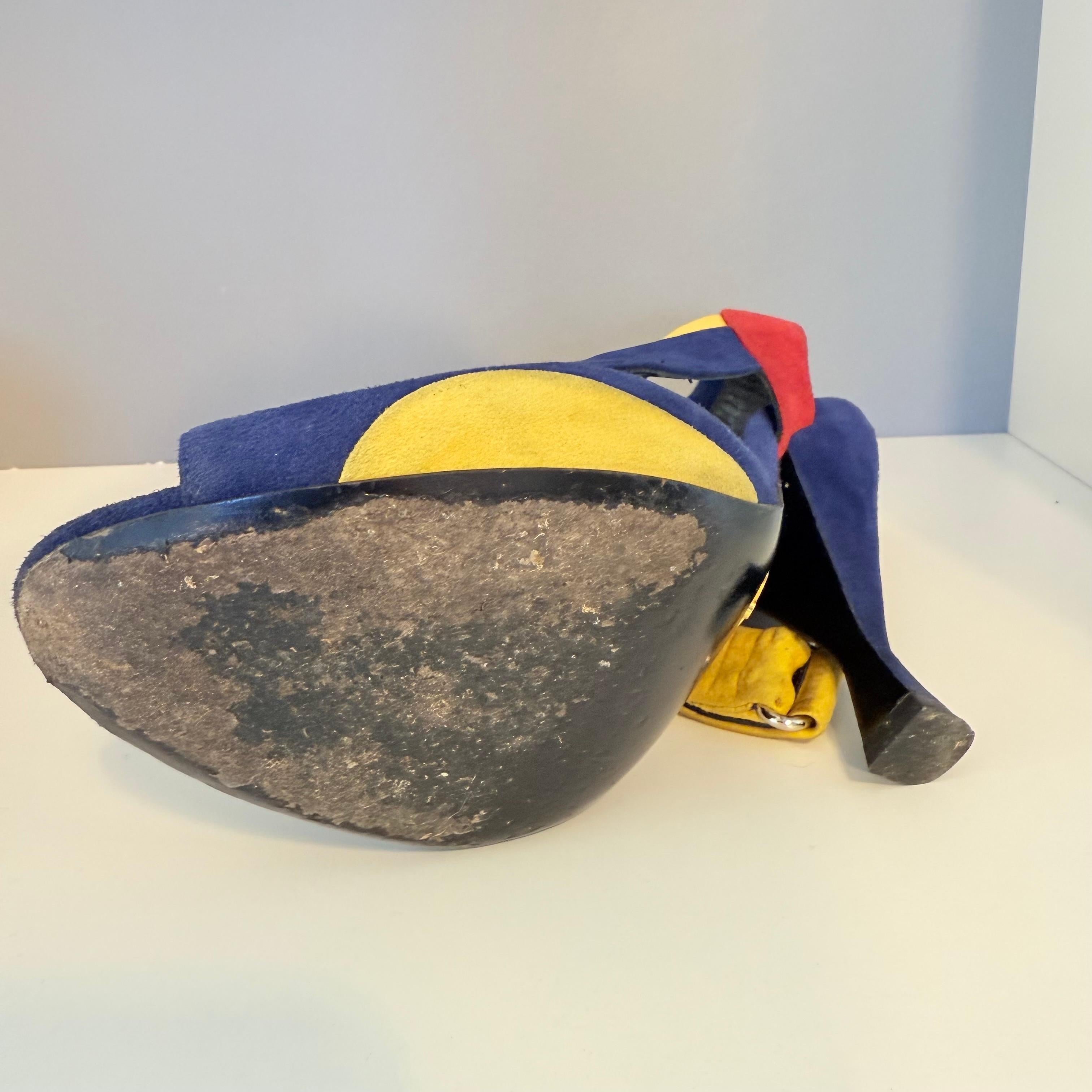 Prada Sandales en daim tricolore IT 38.5 en vente 4