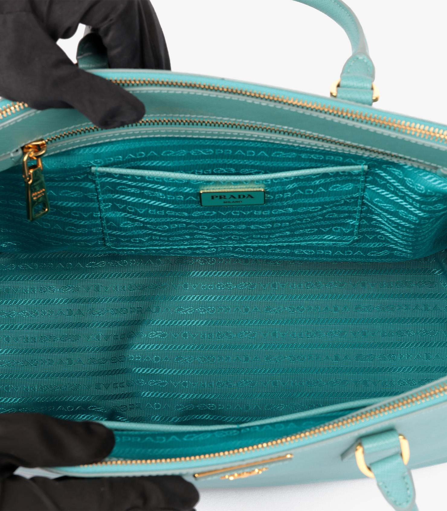 Prada Turchese Saffiano Lux Leather Special Order Large Galleria Tote 5