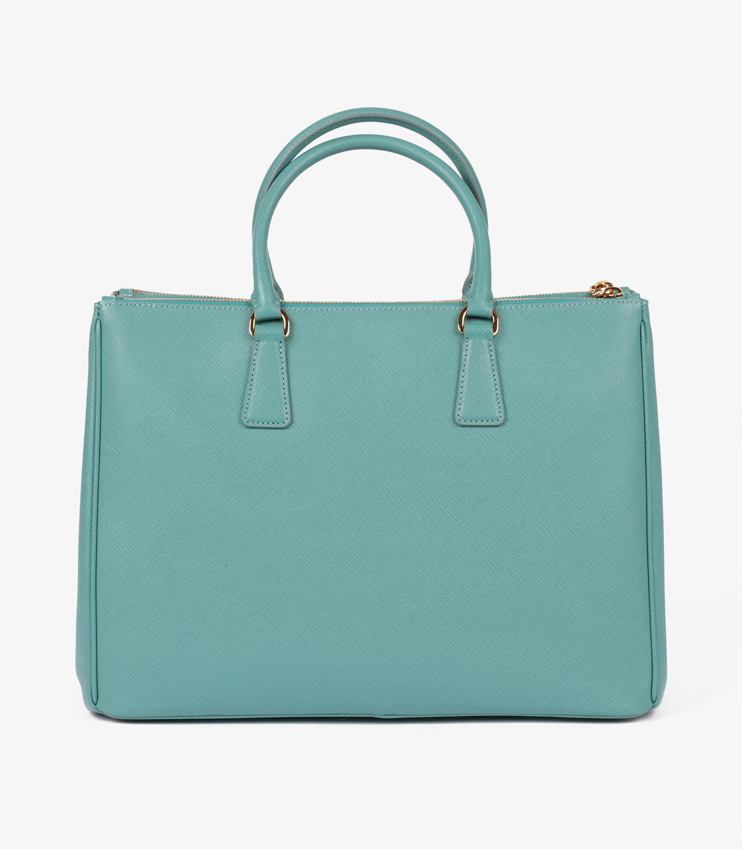 Prada Turchese Saffiano Lux Leather Special Order Large Galleria Tote 1