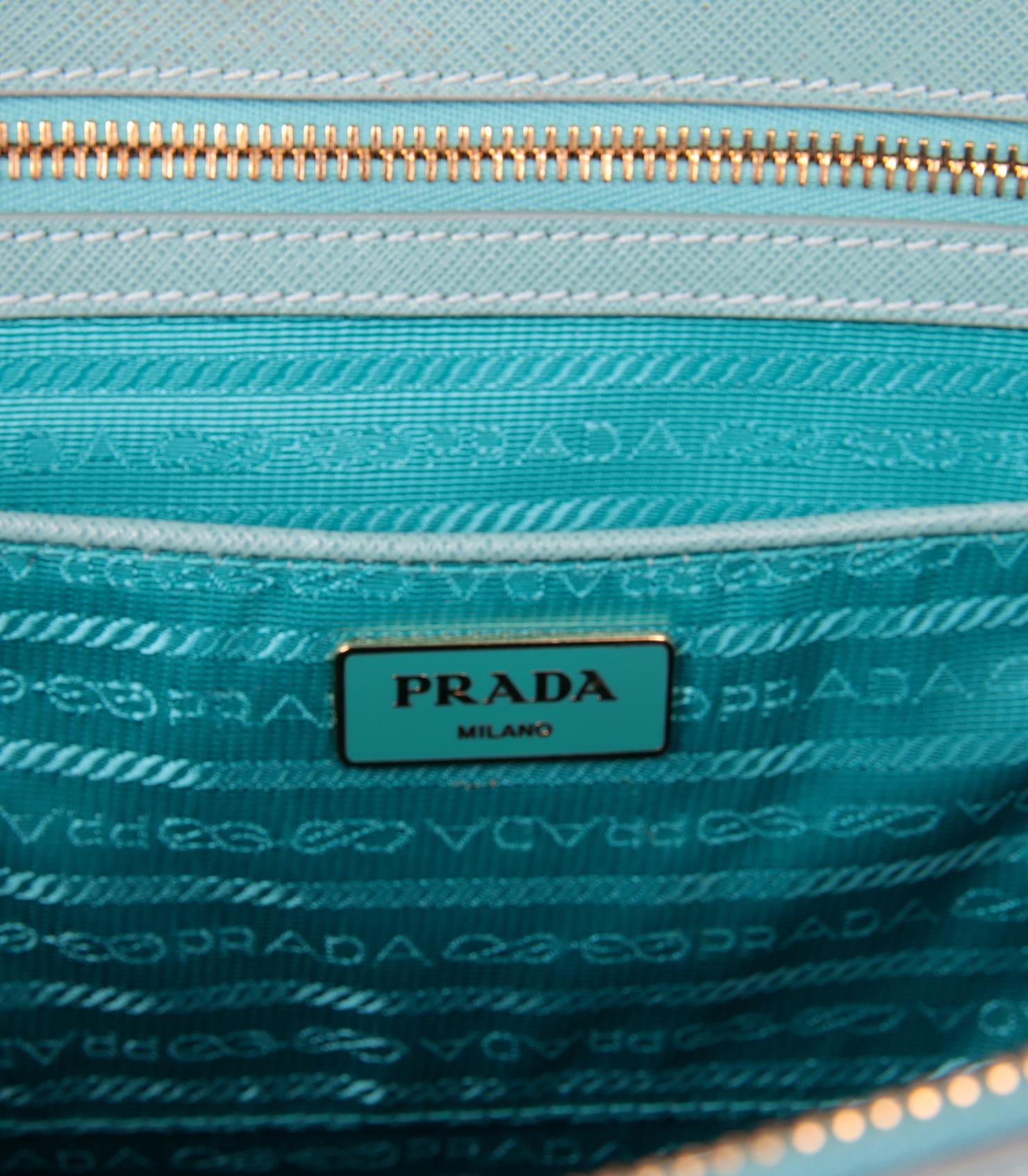 Prada Turchese Saffiano Lux Leather Special Order Large Galleria Tote 4