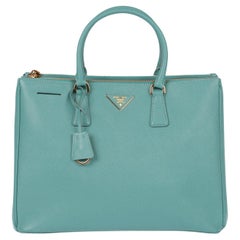 Prada Turchese Saffiano Lux Leather Special Order Large Galleria Tote