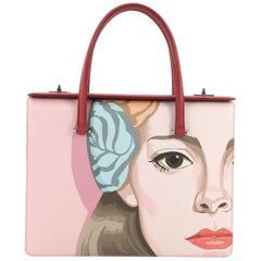 Prada Turn Lock Tote Printed Saffiano Medium