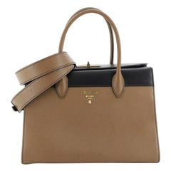 Prada Turnlock Convertible Satchel Saffiano Leather with Glazed Calfskin