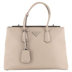 Prada Turnlock Cuir Twin Tote Saffiano Leather Medium