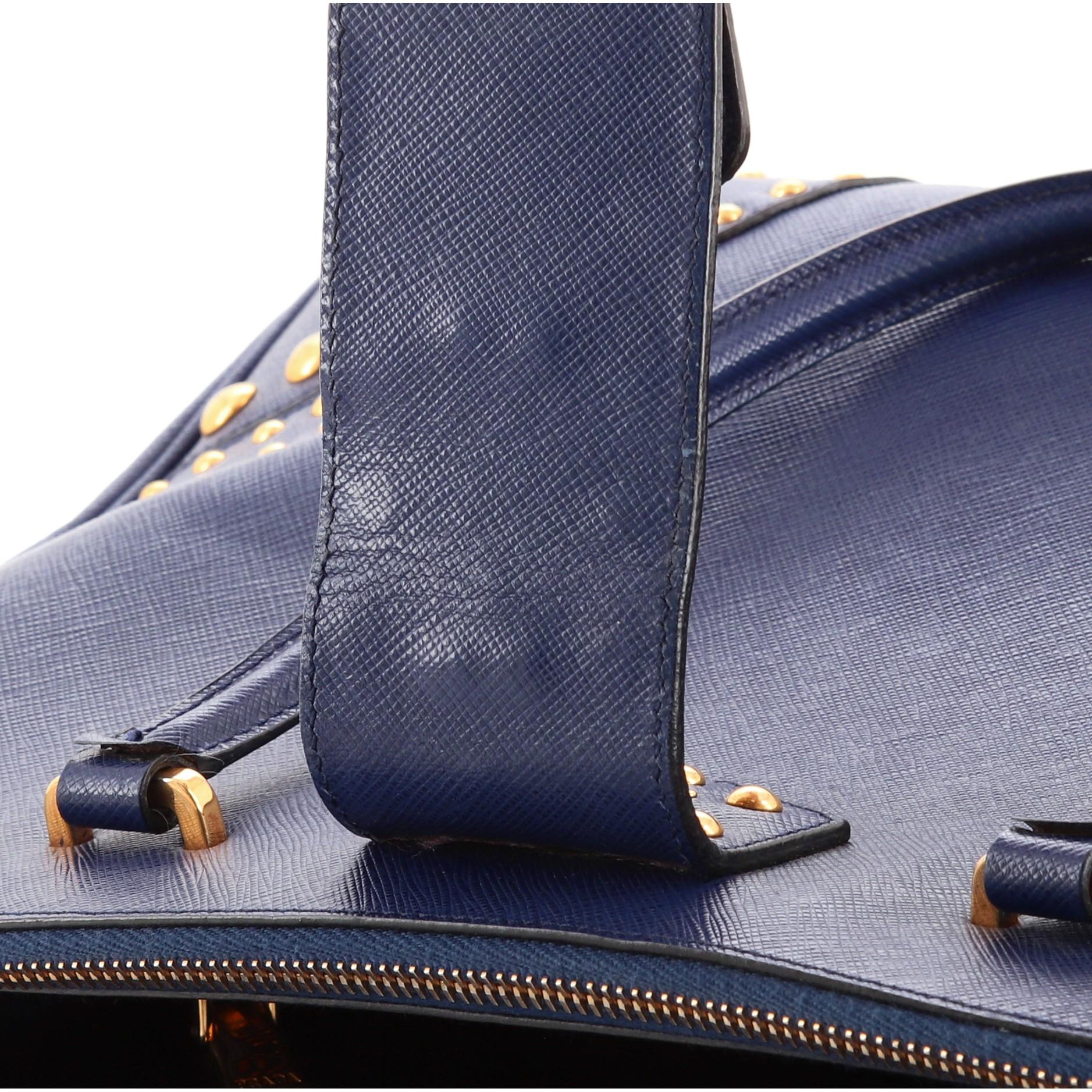 Prada Turnlock Tragetasche mit doppeltem Reißverschluss und Nieten aus Saffianoleder Medium 5