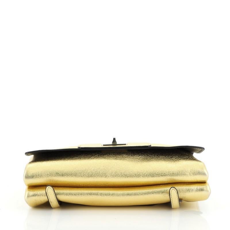 Beige Prada Turnlock Flap Chain Bag Leather Small