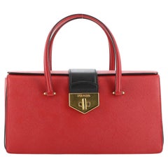 Prada Turnlock Flap Tote Saffiano Leather East West