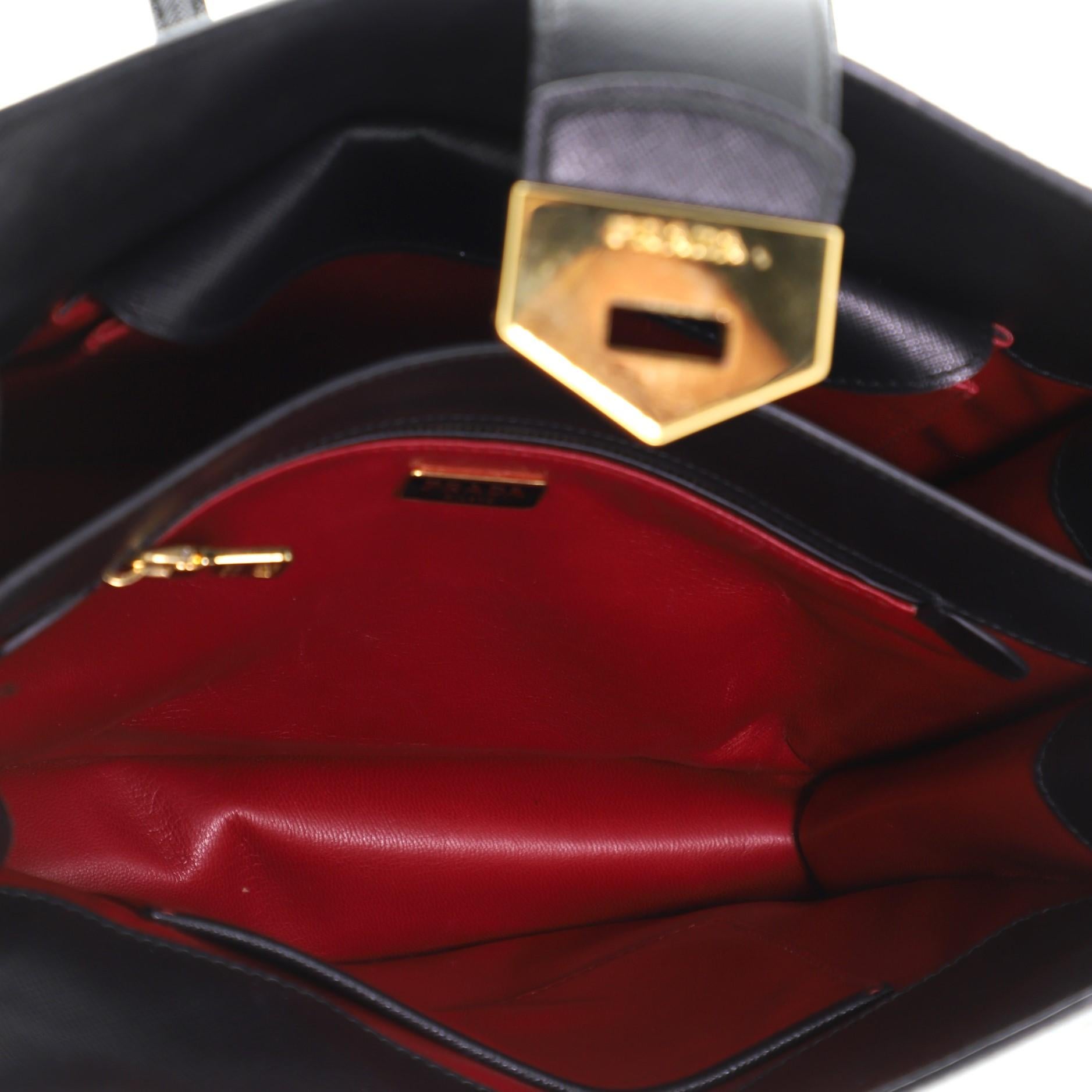 Prada Turnlock Flap Tote Saffiano Leather Medium In Good Condition In NY, NY
