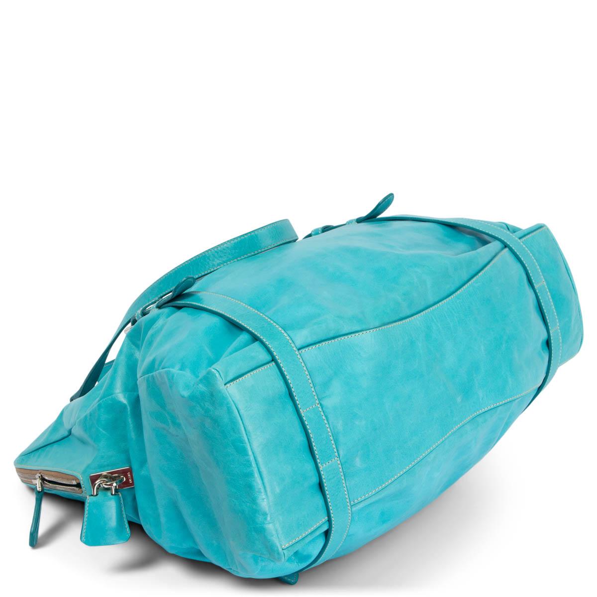 Women's PRADA turquoise blue leather NEW LOOK BAULETTO Shoulder Bag