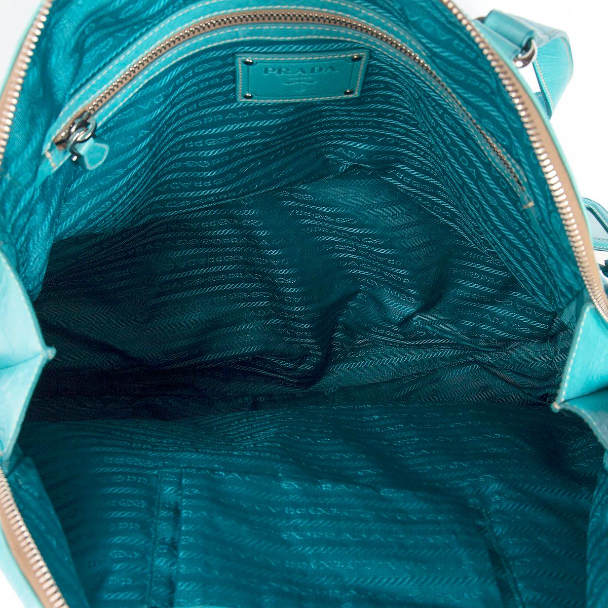 PRADA turquoise blue leather NEW LOOK BAULETTO Shoulder Bag 1