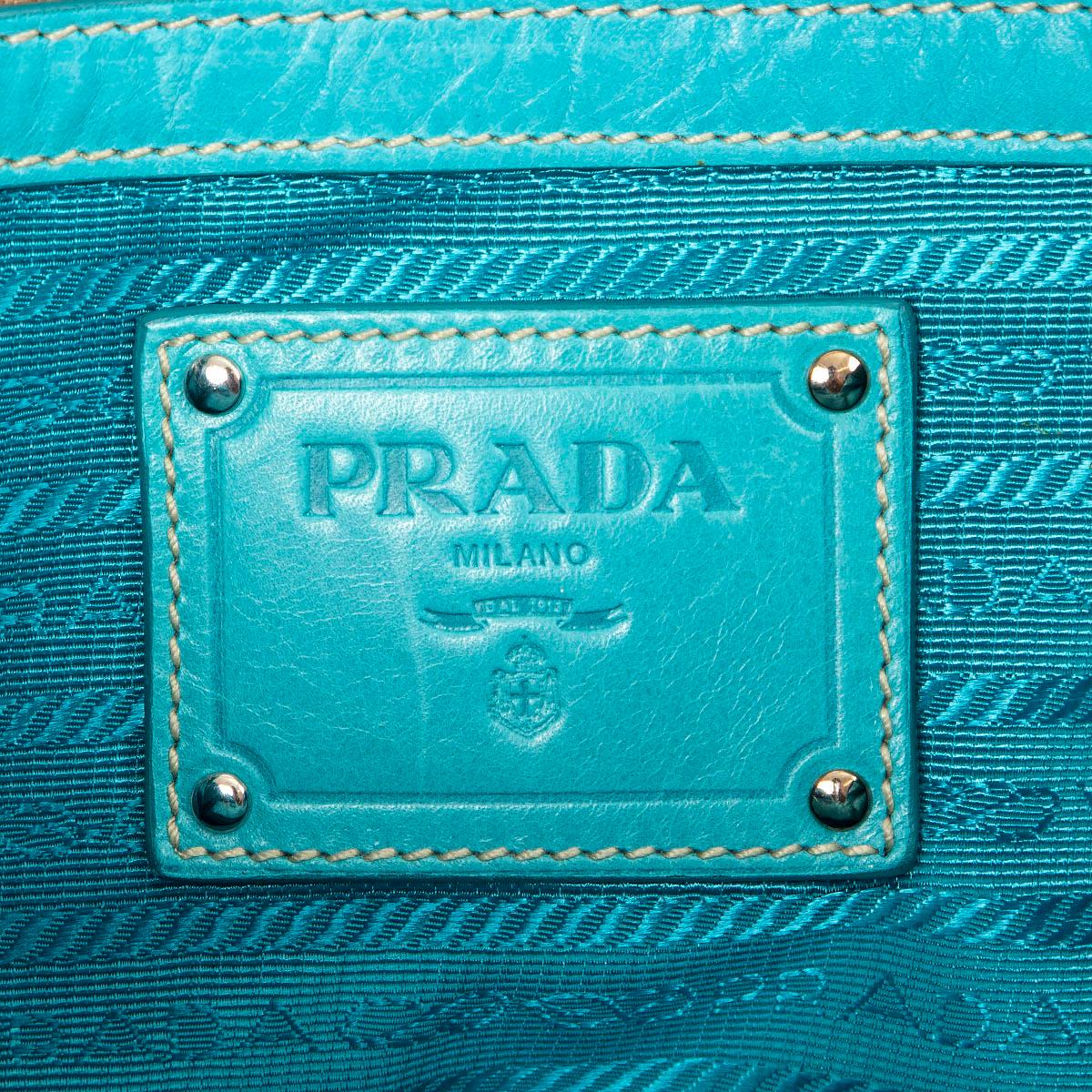 PRADA turquoise blue leather NEW LOOK BAULETTO Shoulder Bag 2