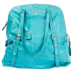 PRADA turquoise blue leather NEW LOOK BAULETTO Shoulder Bag