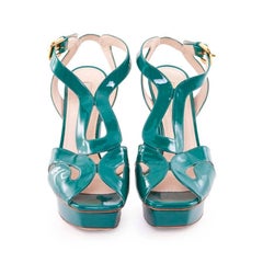 PRADA Turquoise Patent Leather High Heels Pumps Size 38.5FR