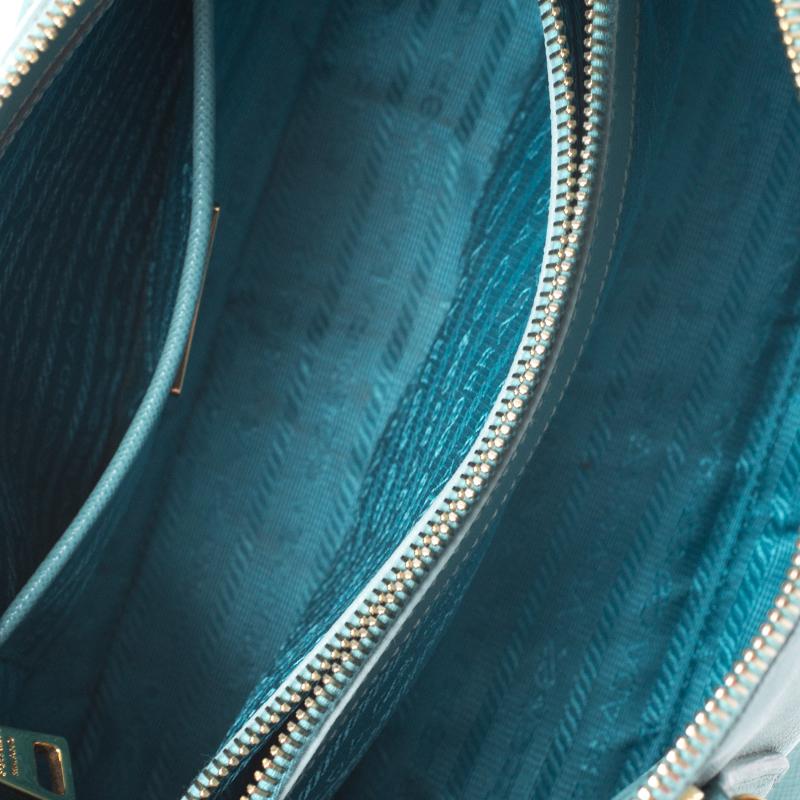 Prada Turquoise Saffiano Leather Medium Promenade Tote 1