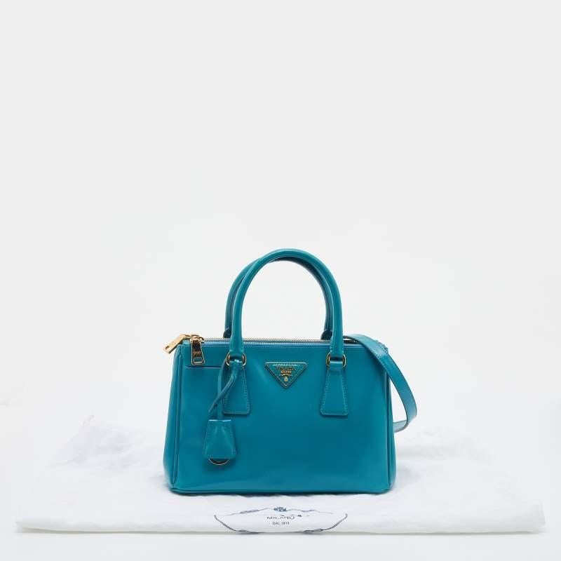 Prada Turquoise Saffiano Leather Mini Galleria Tote 7