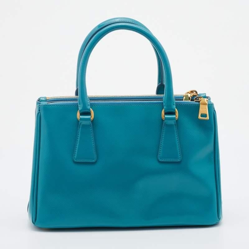 Women's Prada Turquoise Saffiano Leather Mini Galleria Tote