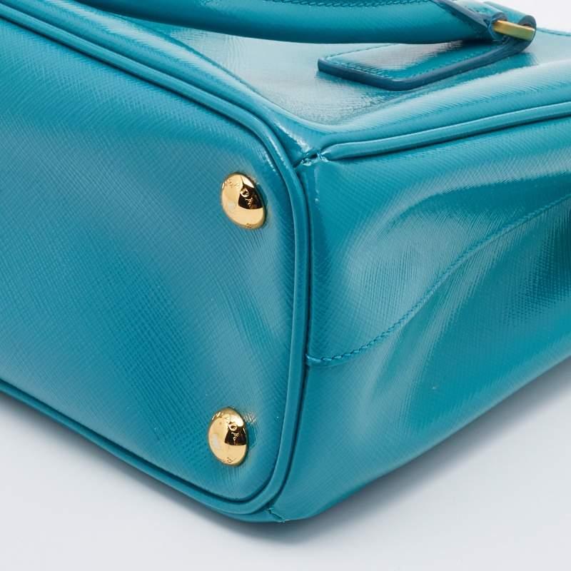 Prada Turquoise Saffiano Leather Mini Galleria Tote 4