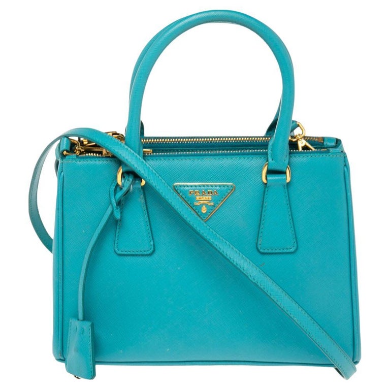 Prada Turquoise Saffiano Lux Leather Small Galleria Double Zip Tote at  1stDibs