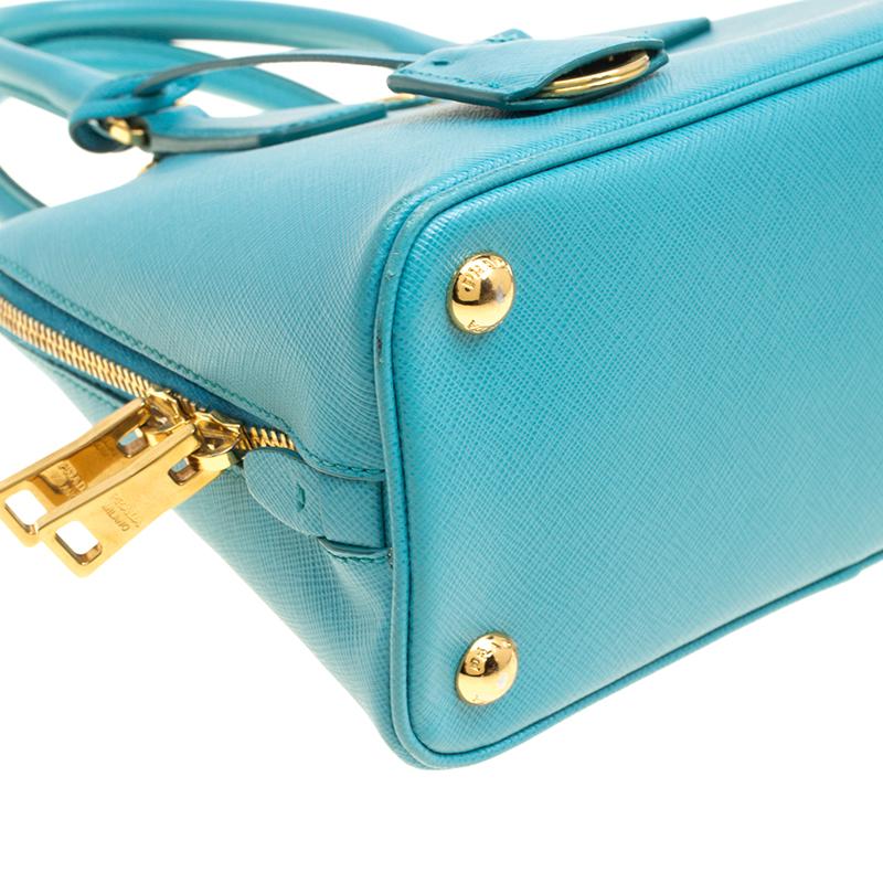Prada Turquoise Saffiano Lux Leather Small Promenade Crossbody Bag 5