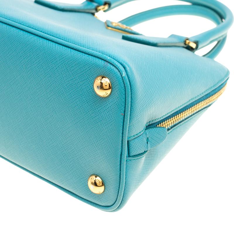 Prada Turquoise Saffiano Lux Leather Small Promenade Crossbody Bag 6