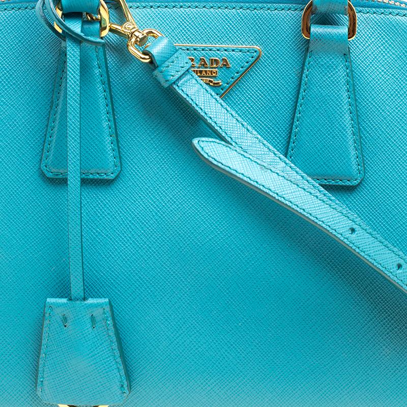 Women's Prada Turquoise Saffiano Lux Leather Small Promenade Crossbody Bag