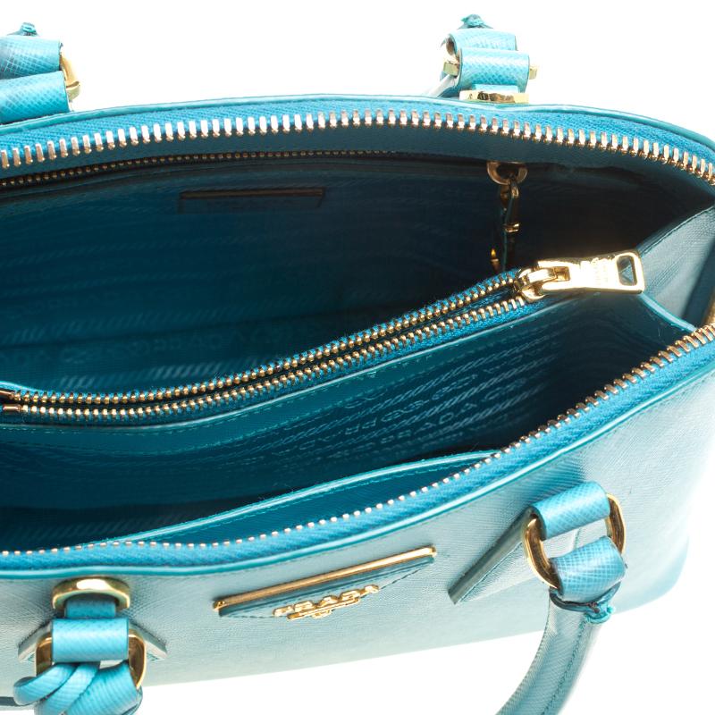 Prada Turquoise Saffiano Lux Leather Small Promenade Crossbody Bag 2