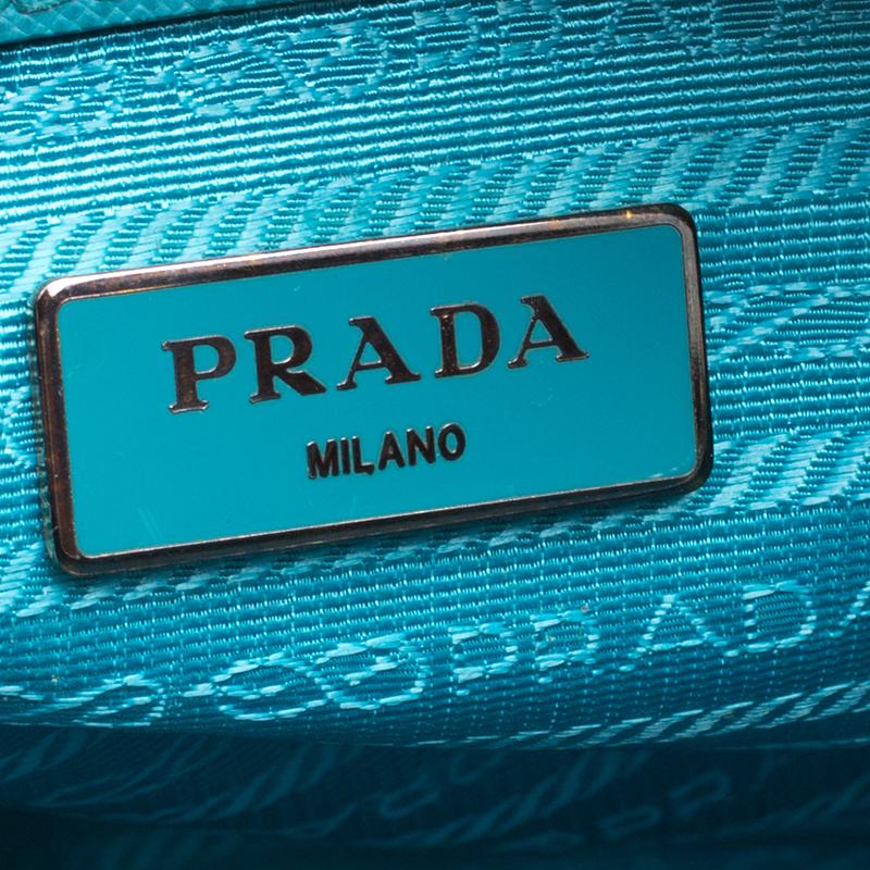 Prada Turquoise Saffiano Lux Leather Small Promenade Crossbody Bag 3