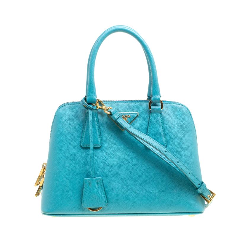 Prada Turquoise Saffiano Lux Leather Small Promenade Crossbody Bag at  1stDibs