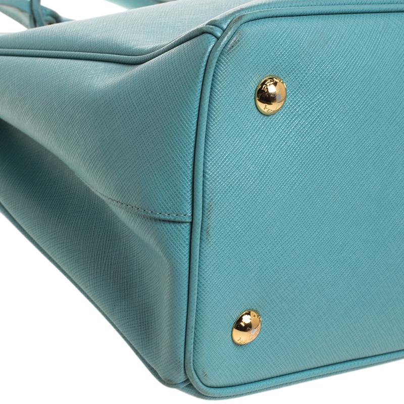 Prada Turquoise Saffiano Lux Leather Tote 2