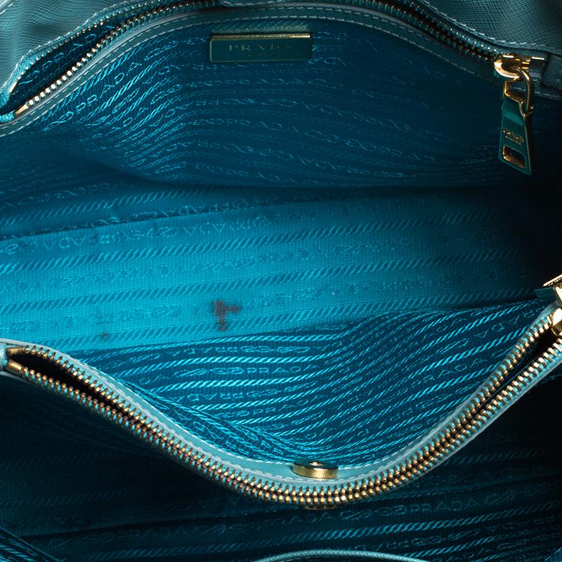Women's Prada Turquoise Saffiano Lux Leather Tote
