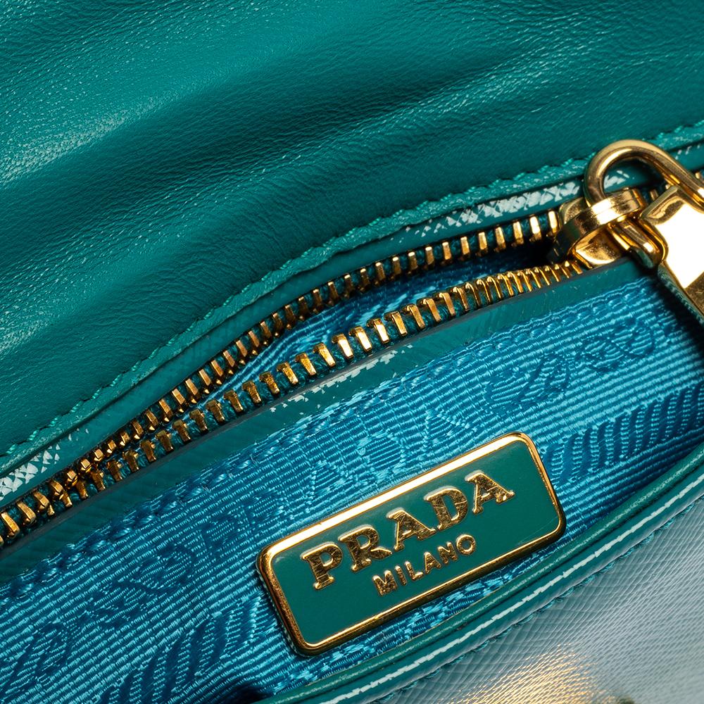 Prada Turquoise Saffiano Vernic Leather Mini Crossbody Bag 2