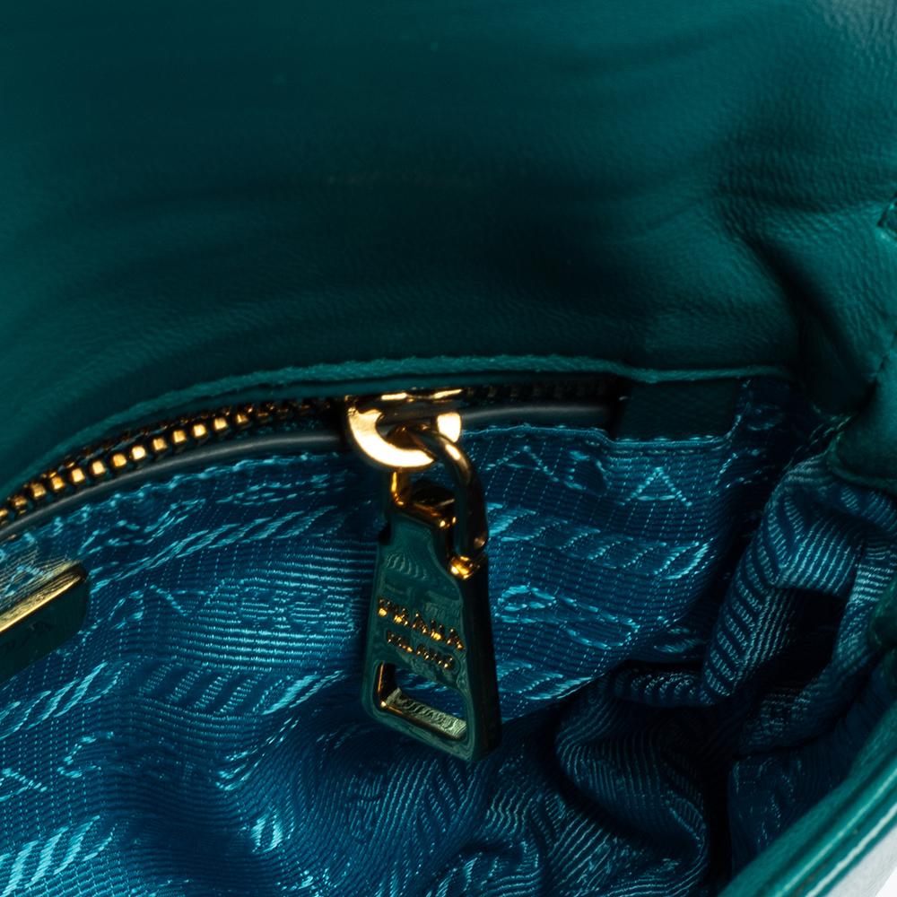 Prada Turquoise Saffiano Vernic Leather Mini Crossbody Bag 3