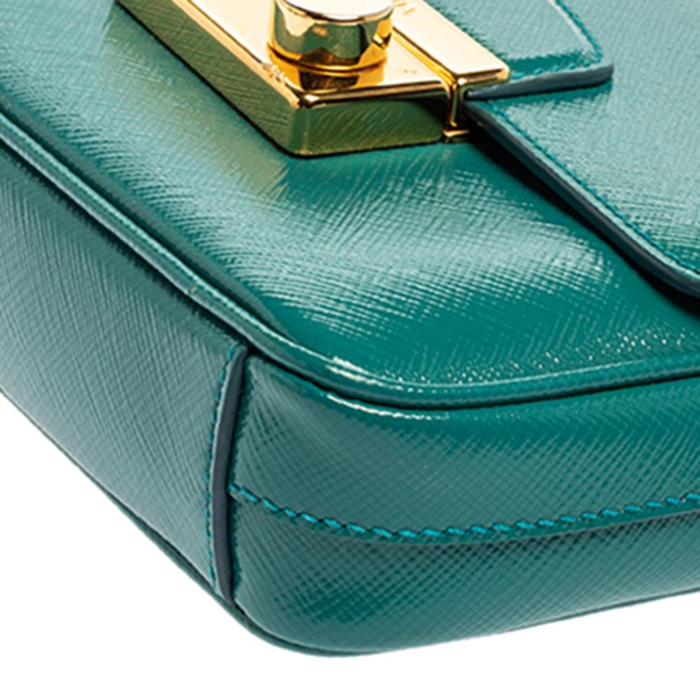 Prada Turquoise Saffiano Vernic Leather Mini Crossbody Bag 1