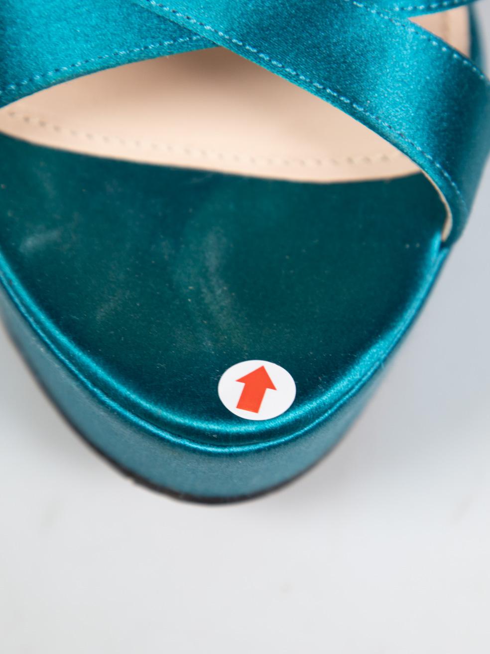 Prada Turquoise Satin Heeled Sandals Size IT 39 1