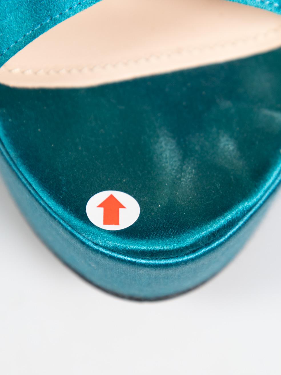 Prada Turquoise Satin Heeled Sandals Size IT 39 3