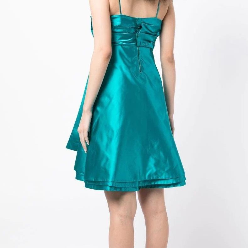 turquoise satin dress