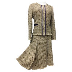 Prada Tweed Beige Skirt Jacket Set Suits AW 2001