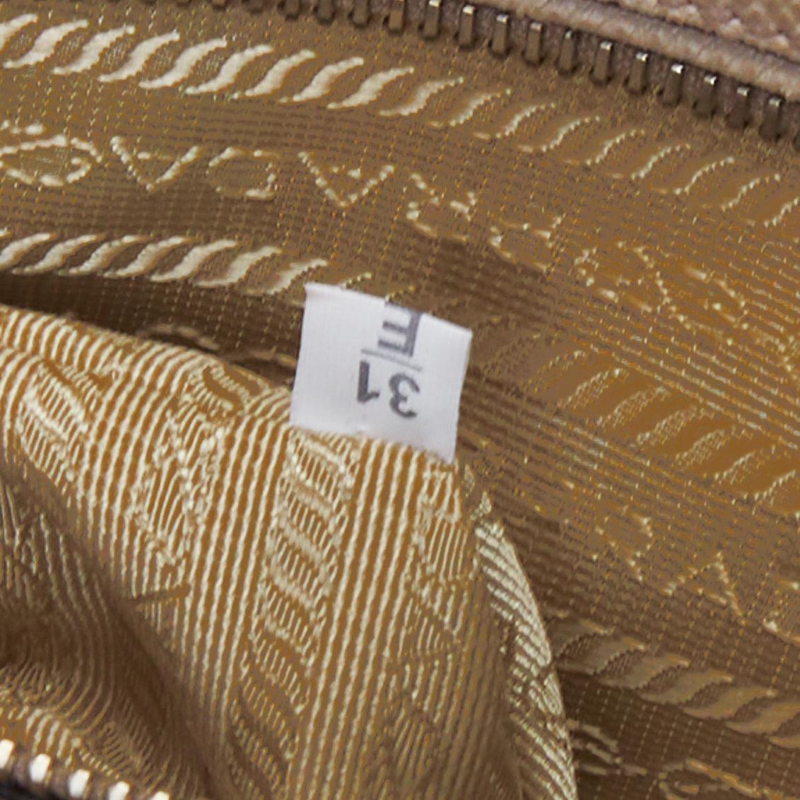 PRADA Twin beige saffiano leather trangle logo top handle tote bag For Sale 6