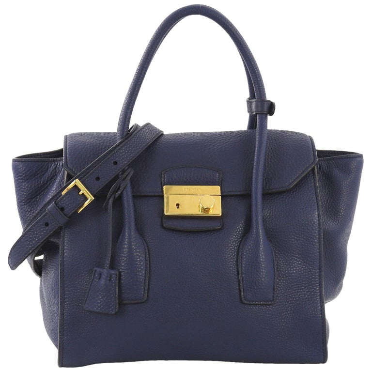 Prada Twin Pocket Lock Flap Tote Vitello Daino Medium at 1stDibs