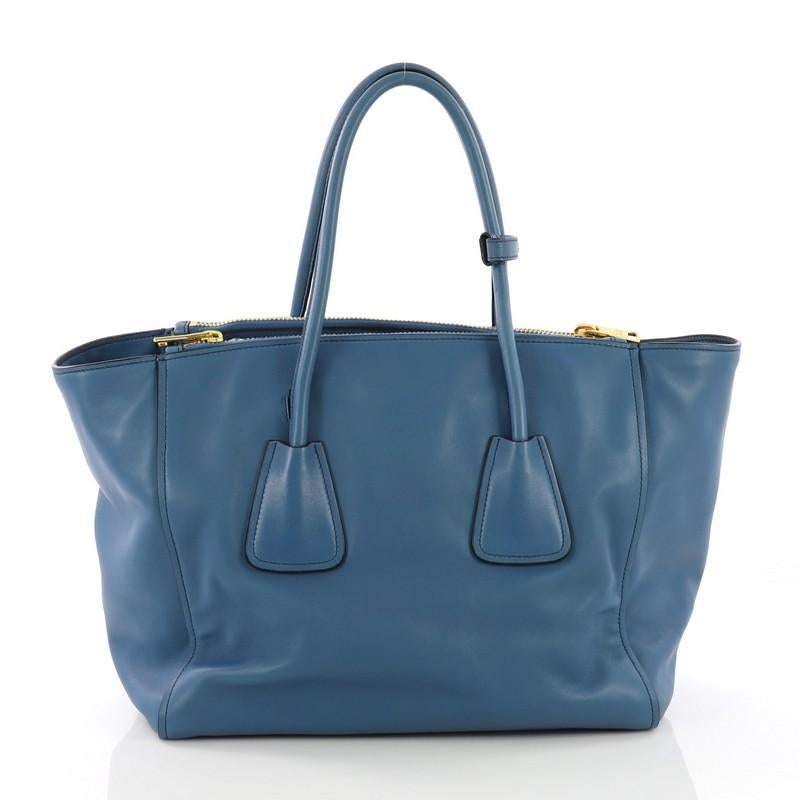 Prada Twin Pocket Tote Cervo Leather Large In Good Condition In NY, NY